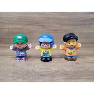 Fisher Price Little People- Motorcycle Girl Helmet Koby Pizza Delivery Boy Lot